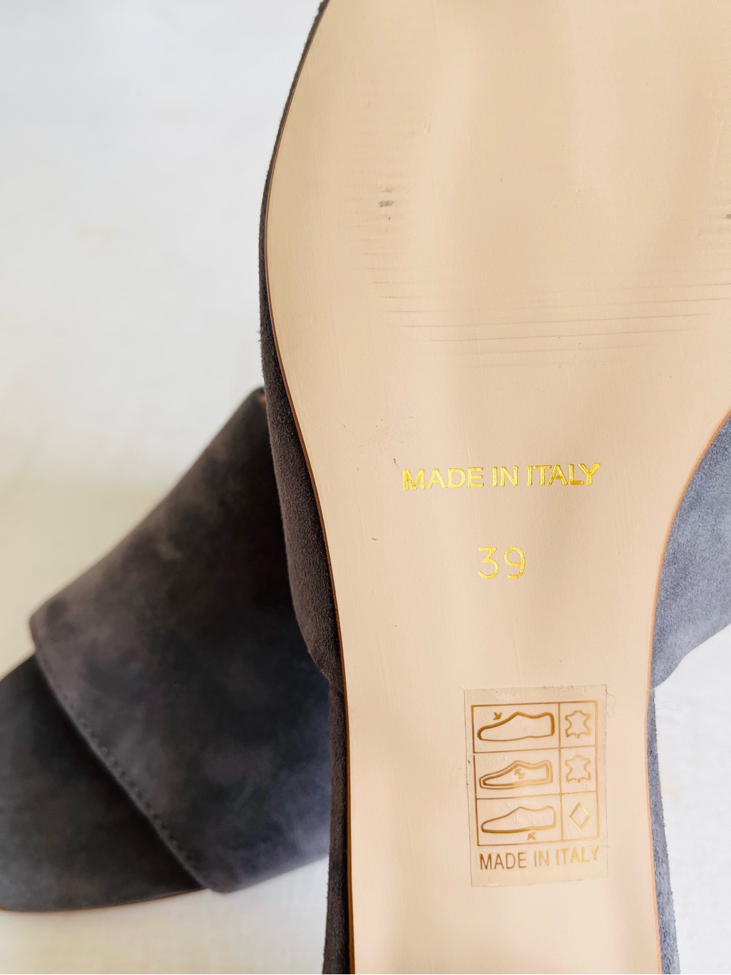 [Garnet Hill] Leather Suede Lillian Block Heeled Slides — image 8 of 8